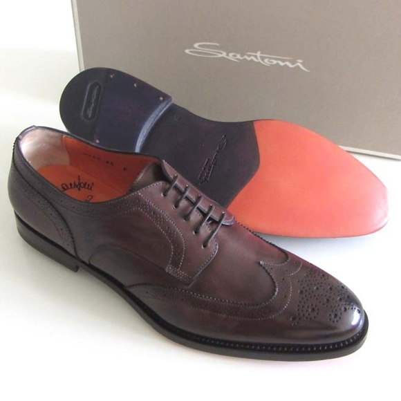 new SANTONI FAM antiqued wingtip shoes 7 F / 8 US main image 5